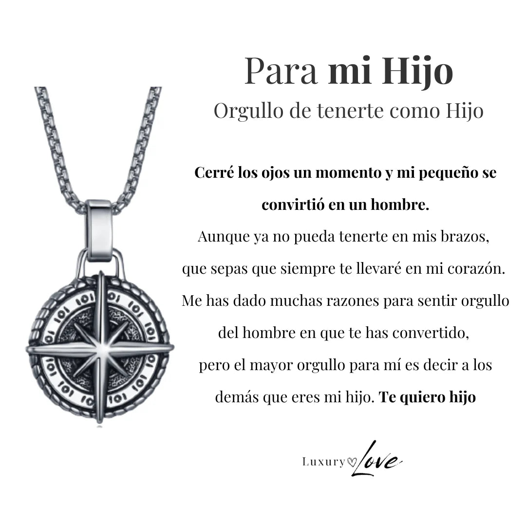 Collar Estrella del Norte® - Para mi Hijo (con nota dedicada y caja de madera con luz)