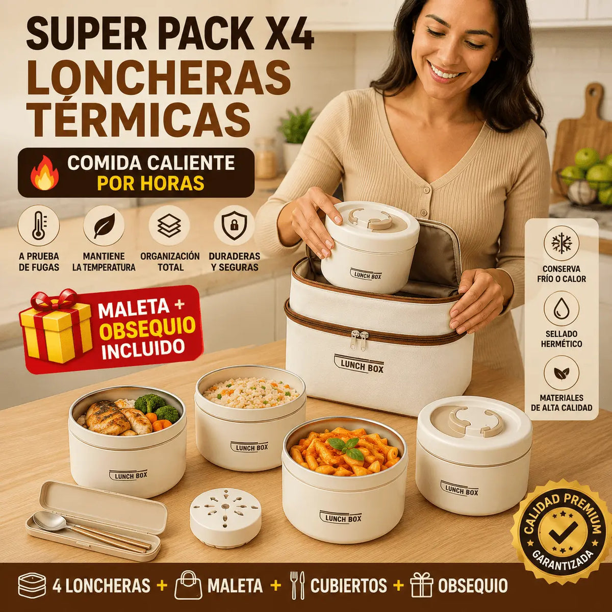 PACK LUNCHBOX®: 4 Loncheras Térmicas + Maleta + ¡Obsequio!